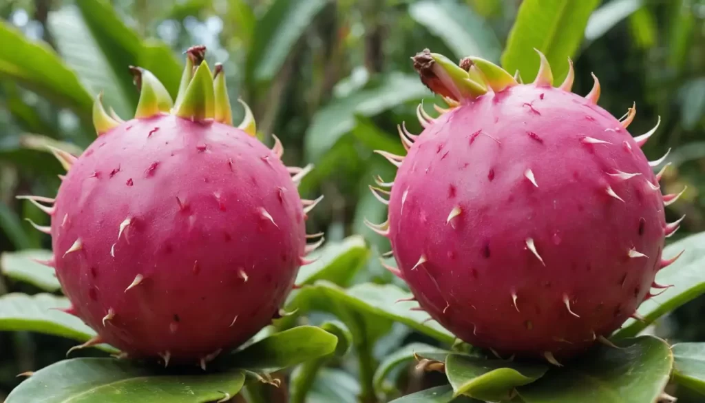 2 exotic fruits - pitaya and acerola - side by side