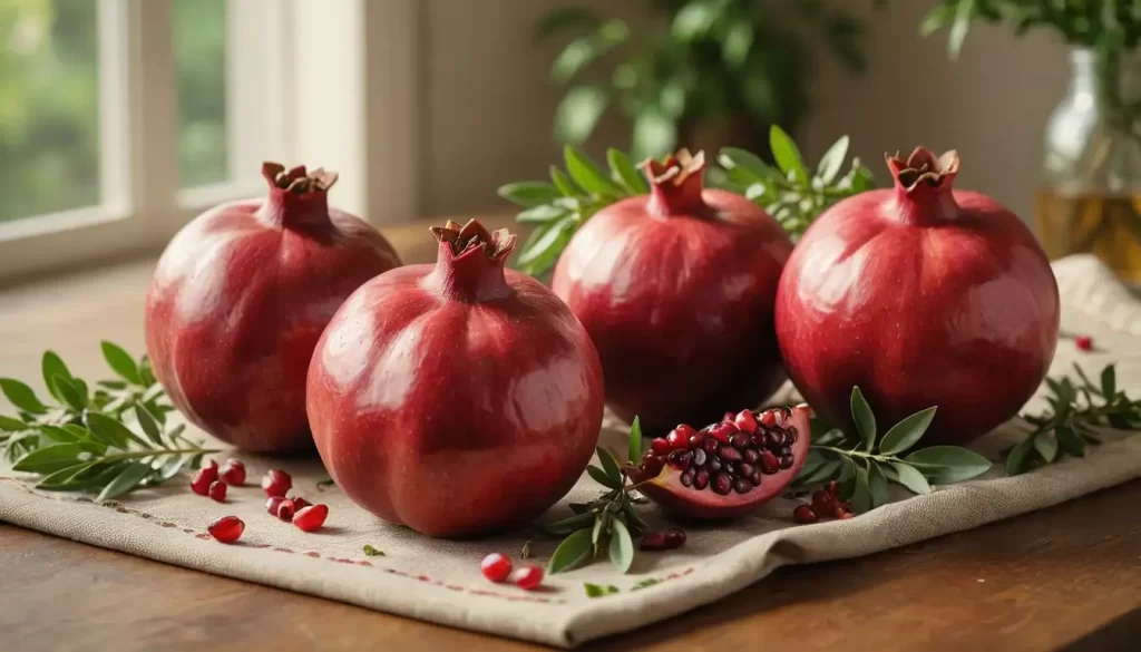 2-3 juicy pomegranates with arils spilling out