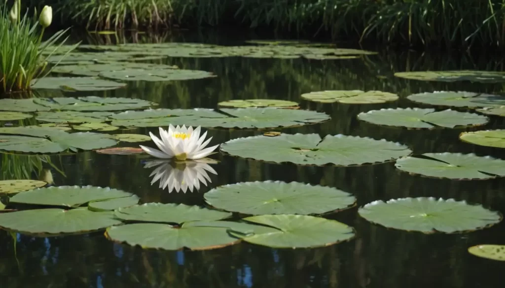 Water lily with large fragrant white flowers