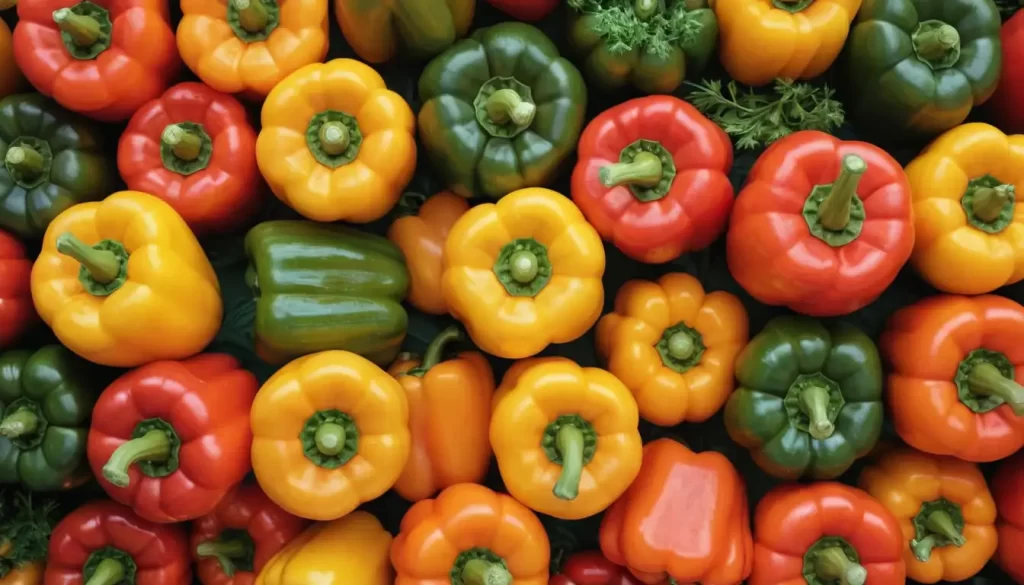 ripe bell peppers varying shades orange red