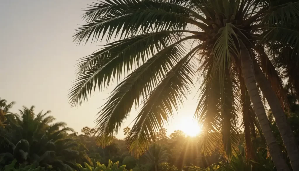 Tall palm tree with a lush green canopy