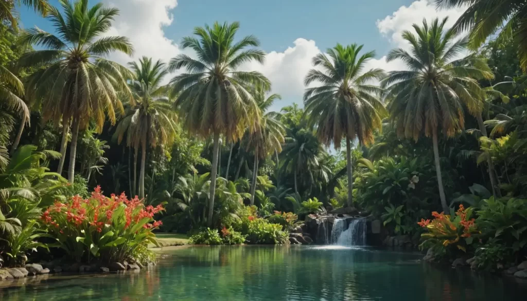 lush green palm trees