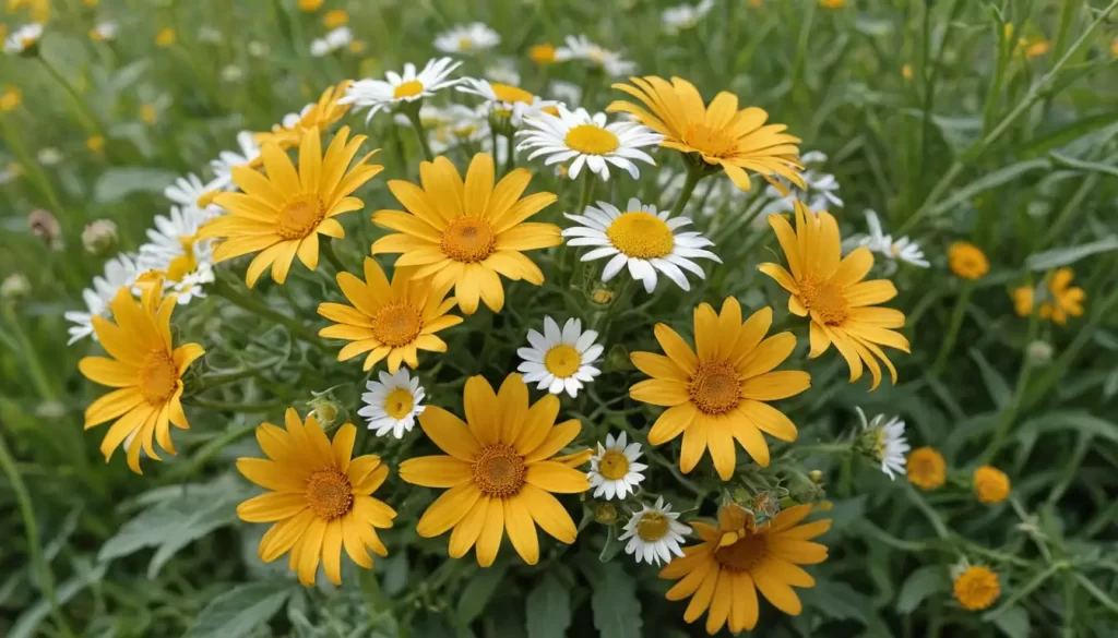 A bouquet of yellow and orange flowers