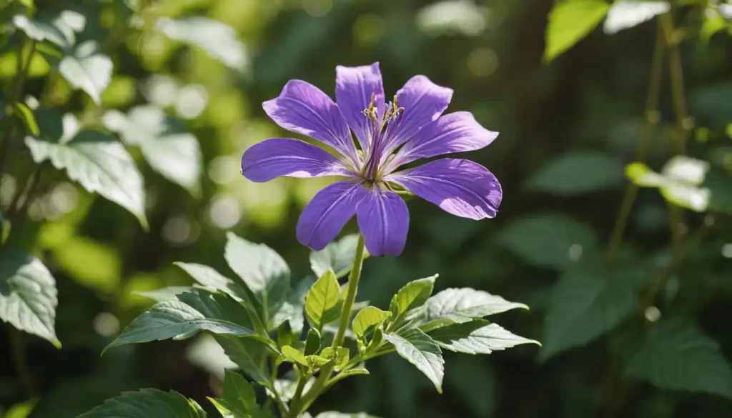 Vibrant purple flower with delicate white stripes